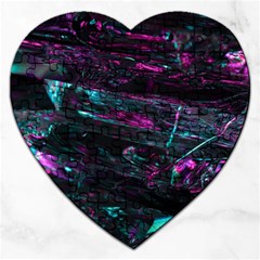 Space Futuristic Shiny Abstraction Jigsaw Puzzle (heart) by Amaryn4rt