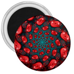 Fractal Red Spiral Abstract Art 3  Magnets by Amaryn4rt