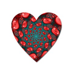 Fractal Red Spiral Abstract Art Heart Magnet by Amaryn4rt