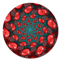 Fractal Red Spiral Abstract Art Magnet 5  (round) by Amaryn4rt