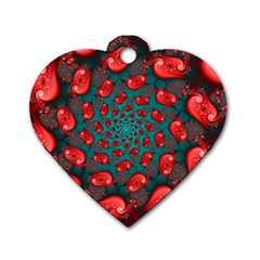 Fractal Red Spiral Abstract Art Dog Tag Heart (one Side) by Amaryn4rt