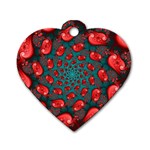 Fractal Red Spiral Abstract Art Dog Tag Heart (One Side) Front