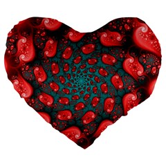 Fractal Red Spiral Abstract Art Large 19  Premium Flano Heart Shape Cushions by Amaryn4rt