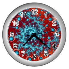 Fractal Pattern Background Wall Clock (silver) by Amaryn4rt