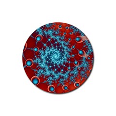 Fractal Pattern Background Rubber Round Coaster (4 Pack) by Amaryn4rt