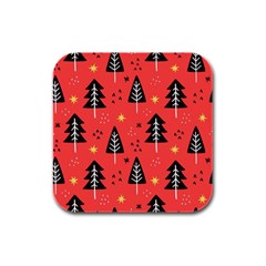 Christmas Christmas Tree Pattern Rubber Square Coaster (4 Pack) by Amaryn4rt