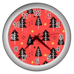 Christmas Christmas Tree Pattern Wall Clock (silver) by Amaryn4rt