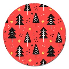 Christmas Christmas Tree Pattern Magnet 5  (round) by Amaryn4rt