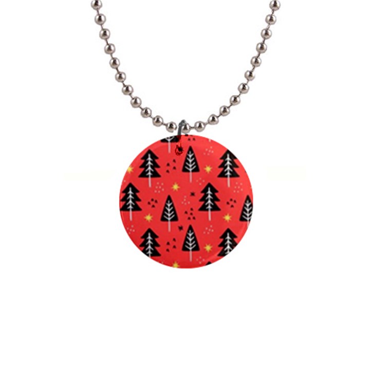 Christmas Christmas Tree Pattern 1  Button Necklace