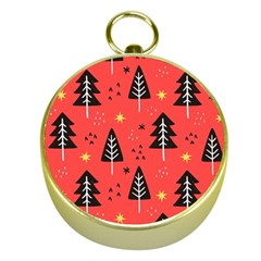 Christmas Christmas Tree Pattern Gold Compasses by Amaryn4rt