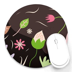 Wallpaper Floral Background Round Mousepads by Amaryn4rt