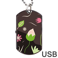 Wallpaper Floral Background Dog Tag Usb Flash (one Side) by Amaryn4rt