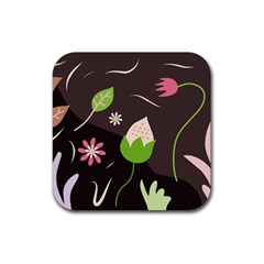 Wallpaper Floral Background Rubber Coaster (square) by Amaryn4rt