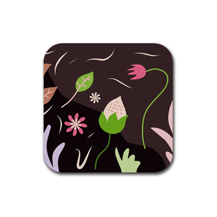 Wallpaper Floral Background Rubber Coaster (Square)