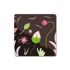 Wallpaper Floral Background Square Magnet by Amaryn4rt