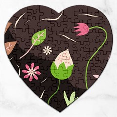 Wallpaper Floral Background Jigsaw Puzzle (heart) by Amaryn4rt