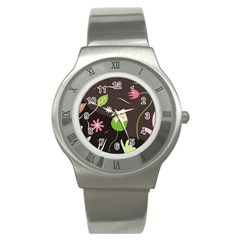 Wallpaper Floral Background Stainless Steel Watch by Amaryn4rt