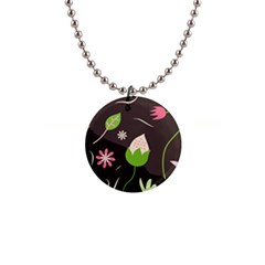 Wallpaper Floral Background 1  Button Necklace by Amaryn4rt