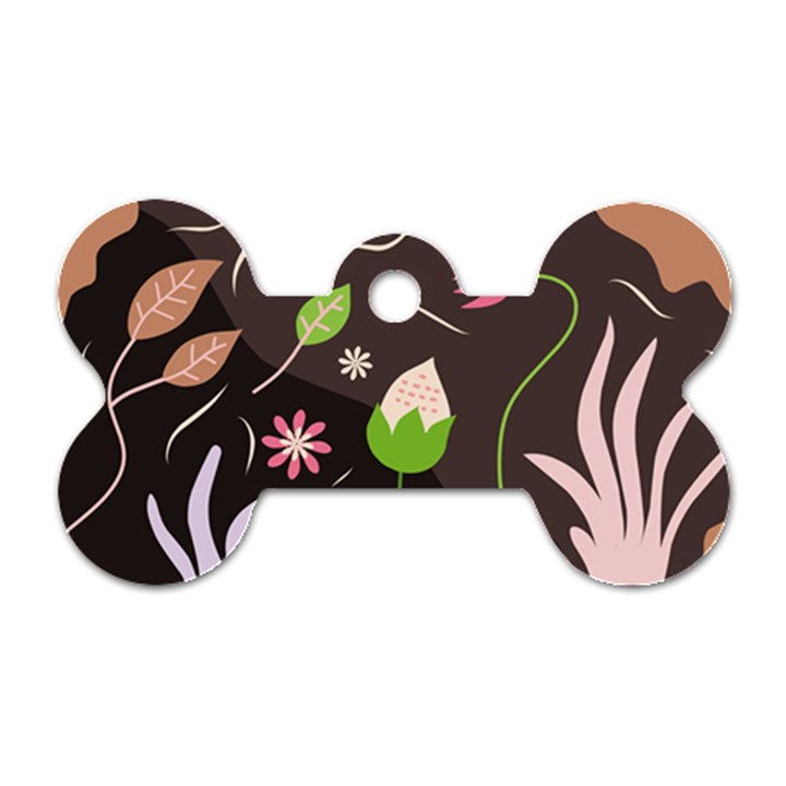 Wallpaper Floral Background Dog Tag Bone (Two Sides)