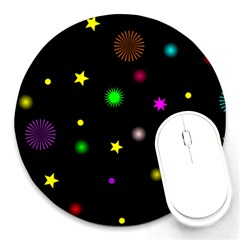 Stars Seamless Pattern Celebration Round Mousepads by Amaryn4rt