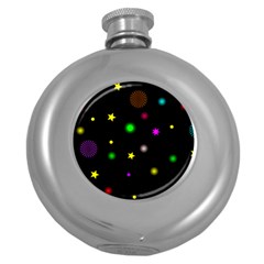 Stars Seamless Pattern Celebration Round Hip Flask (5 Oz) by Amaryn4rt