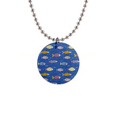 Sea Fish Blue Submarine Animals 1  Button Necklace by Amaryn4rt