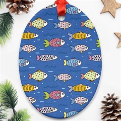 Sea Fish Blue Submarine Animals Oval Ornament (two Sides) by Amaryn4rt