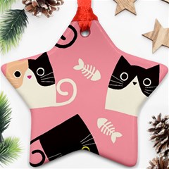 Cat Pattern Backgroundpet Ornament (star) by Amaryn4rt