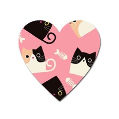 Cat Pattern Backgroundpet Heart Magnet by Amaryn4rt