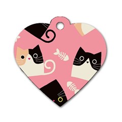 Cat Pattern Backgroundpet Dog Tag Heart (two Sides)