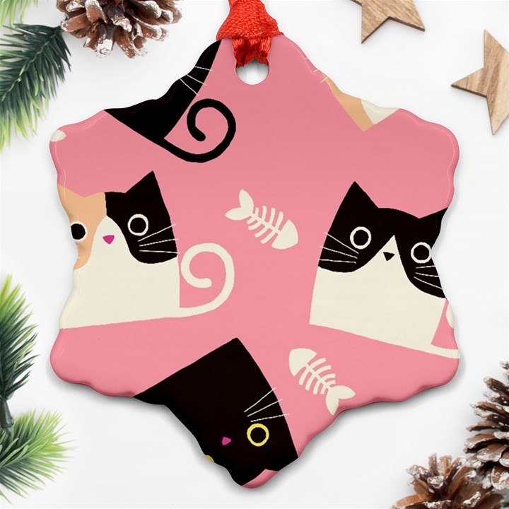 Cat Pattern Backgroundpet Ornament (Snowflake)