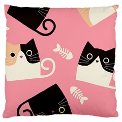 Cat Pattern Backgroundpet Large Cushion Case (one Side) by Amaryn4rt