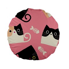 Cat Pattern Backgroundpet Standard 15  Premium Round Cushions by Amaryn4rt