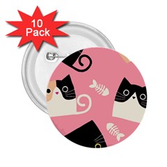 Cat Pattern Backgroundpet 2 25  Buttons (10 Pack)  by Amaryn4rt