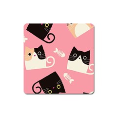 Cat Pattern Backgroundpet Square Magnet by Amaryn4rt