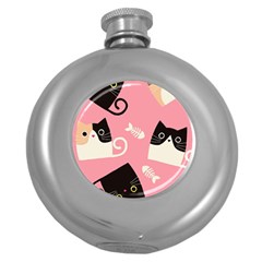 Cat Pattern Backgroundpet Round Hip Flask (5 Oz) by Amaryn4rt