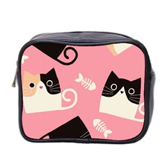 Cat Pattern Backgroundpet Mini Toiletries Bag (two Sides) by Amaryn4rt