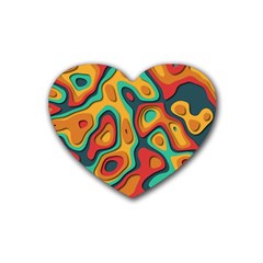 Paper Cut Abstract Pattern Rubber Coaster (heart) by Amaryn4rt