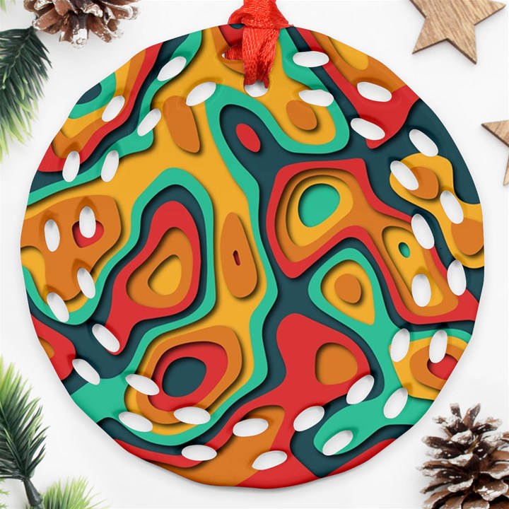 Paper Cut Abstract Pattern Round Filigree Ornament (Two Sides)