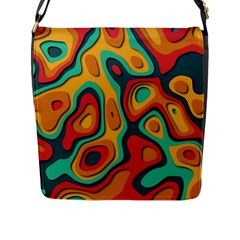 Paper Cut Abstract Pattern Flap Closure Messenger Bag (l) by Amaryn4rt