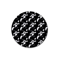 Halloween Background Ghost Pattern Rubber Round Coaster (4 Pack) by Amaryn4rt