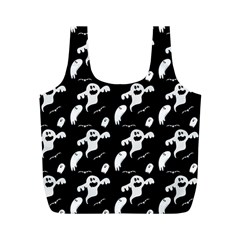 Halloween Background Ghost Pattern Full Print Recycle Bag (m) by Amaryn4rt