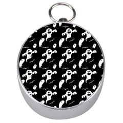 Halloween Background Ghost Pattern Silver Compasses by Amaryn4rt