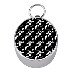 Halloween Background Ghost Pattern Mini Silver Compasses by Amaryn4rt