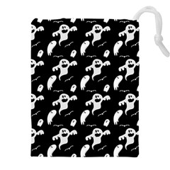 Halloween Background Ghost Pattern Drawstring Pouch (5xl) by Amaryn4rt