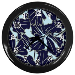 Floral Print Art Pattern Design Wall Clock (black) by Amaryn4rt