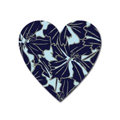 Floral Print Art Pattern Design Heart Magnet by Amaryn4rt