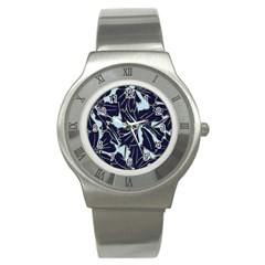 Floral Print Art Pattern Design Stainless Steel Watch by Amaryn4rt