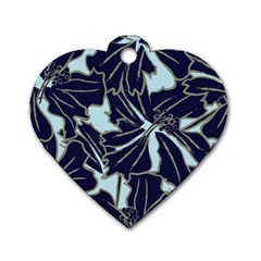 Floral Print Art Pattern Design Dog Tag Heart (two Sides)