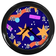 Star Abstract Pattern Wallpaper Wall Clock (black) by Amaryn4rt